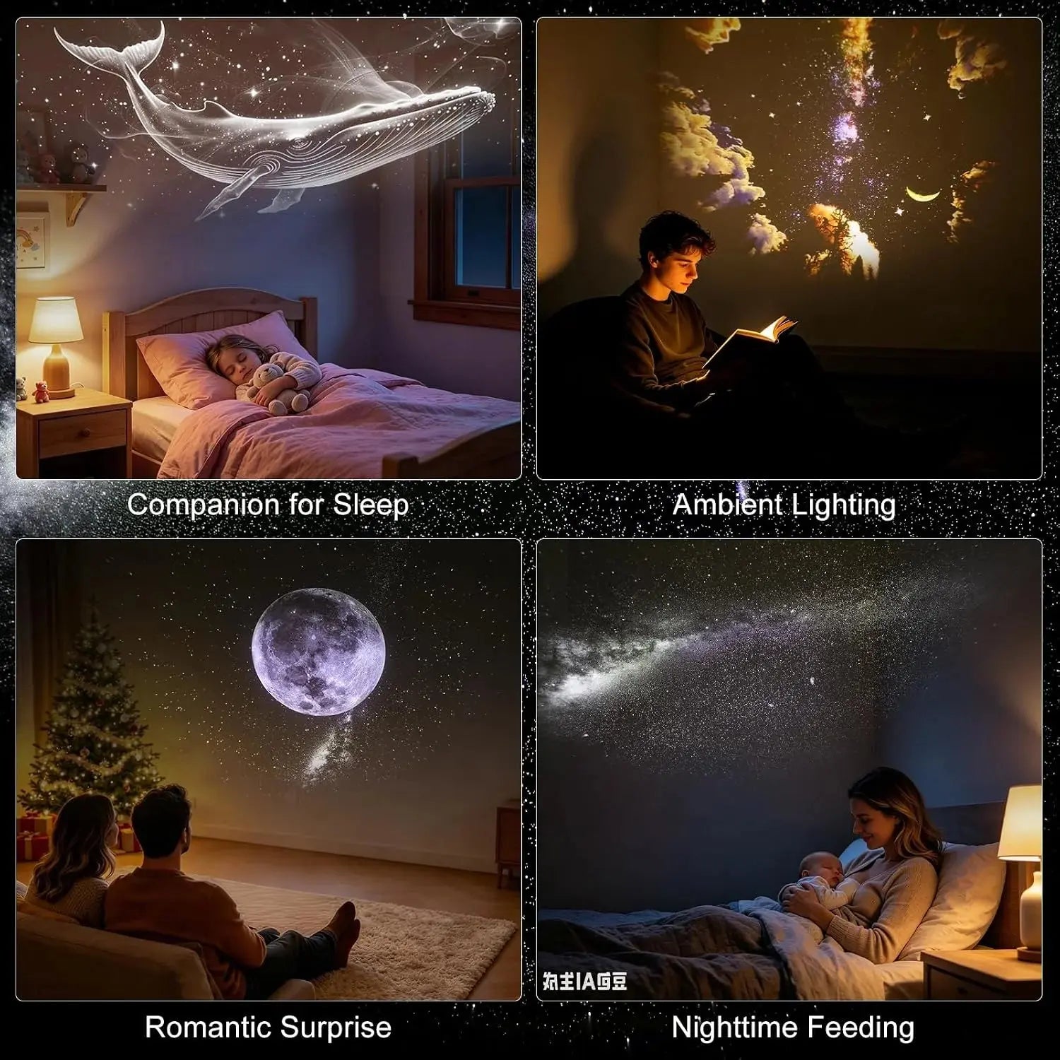 2-in-1 Galaxy Projector Night Light with 3 Clips| USB LED Starry Sky Projector Scrollcart Qatar 