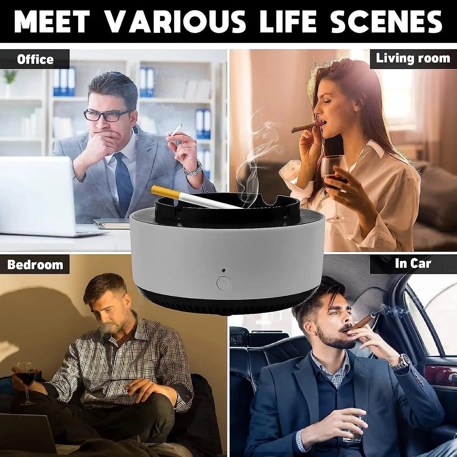 2-in-1 Smokeless Ashtray & Electronic Air Purifier Filter Scrollcart Qatar 