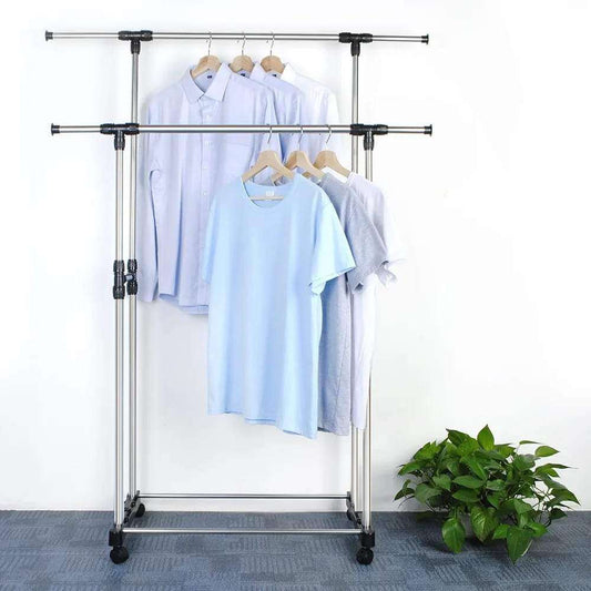 2 layer cloth stand organizer with wheel Scrollcart Online Shopping Store