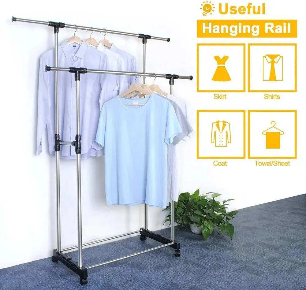 2 layer cloth stand organizer with wheel Scrollcart Online Shopping Store