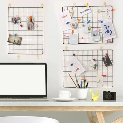 DIY Wire Wall Grid Panel - Hanging Memo Pin Board for Wall Decor - Scrollcart Qatar