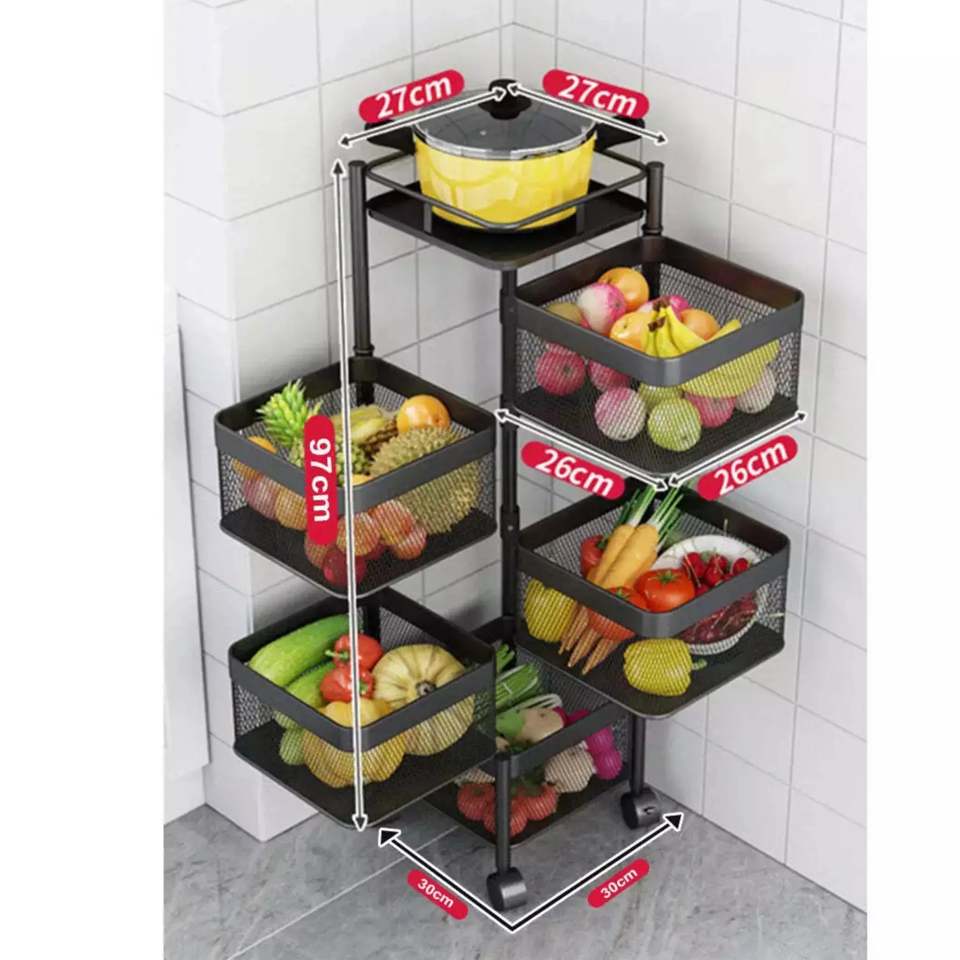 5 Tier Multi-Purpose Rotating Kitchen Organizer Storage Rack Scrollcart Qatar 