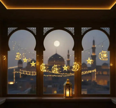 3.5M LED Star and Moon String Lights-Ramadan and Eid Decor Light Scrollcart Qatar 