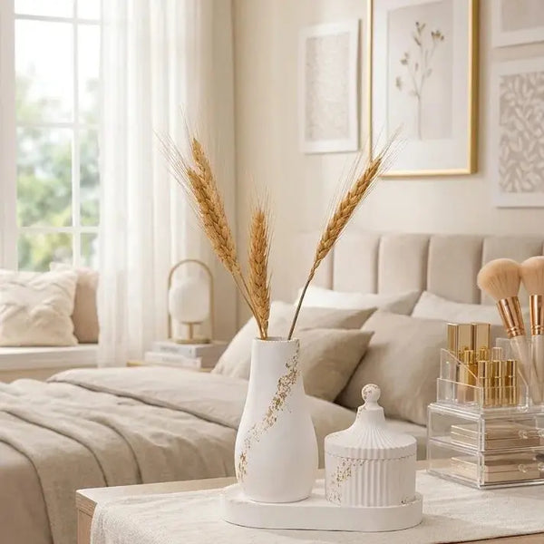 3-Piece Decorative Vase & Concrete Trinket Set | Modern Home Decor Accessories Scrollcart Qatar 