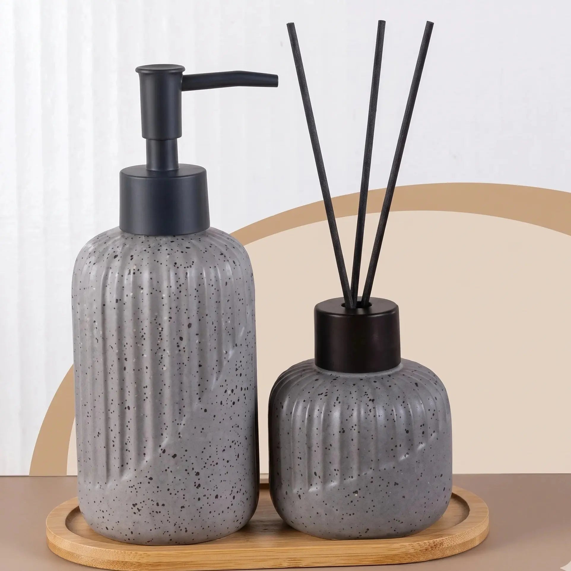 3-Piece Luxury Fluted Ceramic Bathroom Organizer Set Scrollcart Qatar 