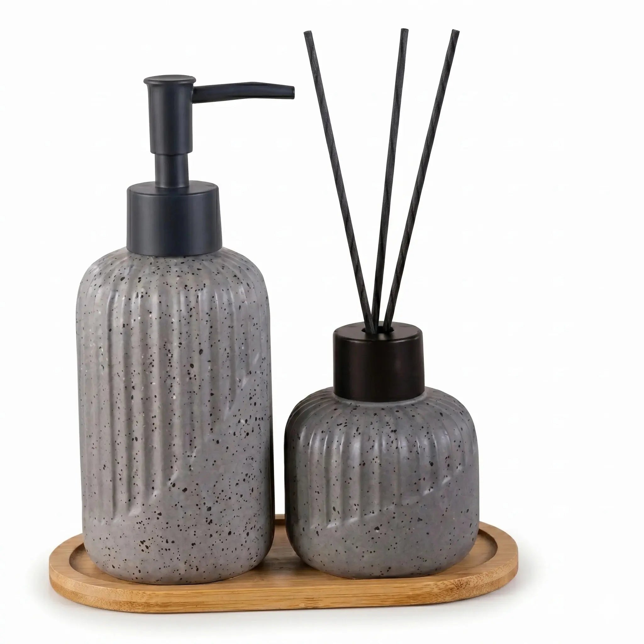 3-Piece Luxury Fluted Ceramic Bathroom Organizer Set Scrollcart Qatar 