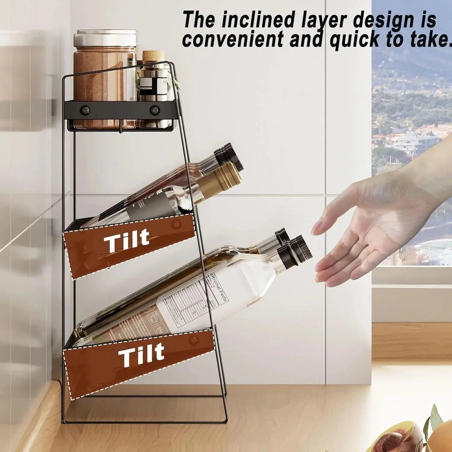 3-Tier Black Metal Kitchen Rack – Countertop Spice Organizer Scrollcart Qatar 