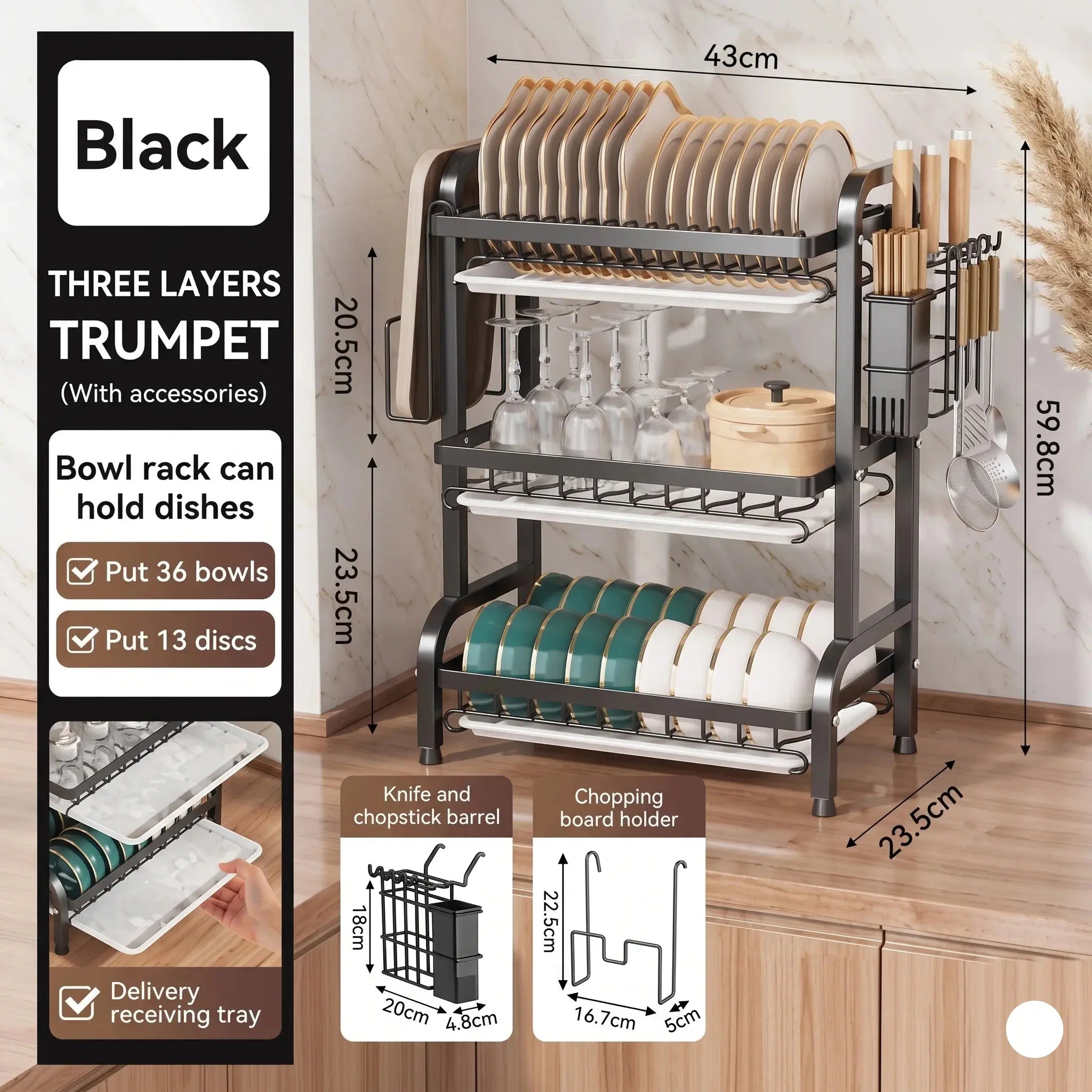 3-Tier Carbon Steel Dish Drying Rack Scrollcart Qatar 