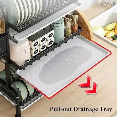 3-Tier Carbon Steel Dish Drying Rack Scrollcart Qatar 