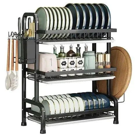 3-Tier Carbon Steel Dish Drying Rack Scrollcart Qatar 