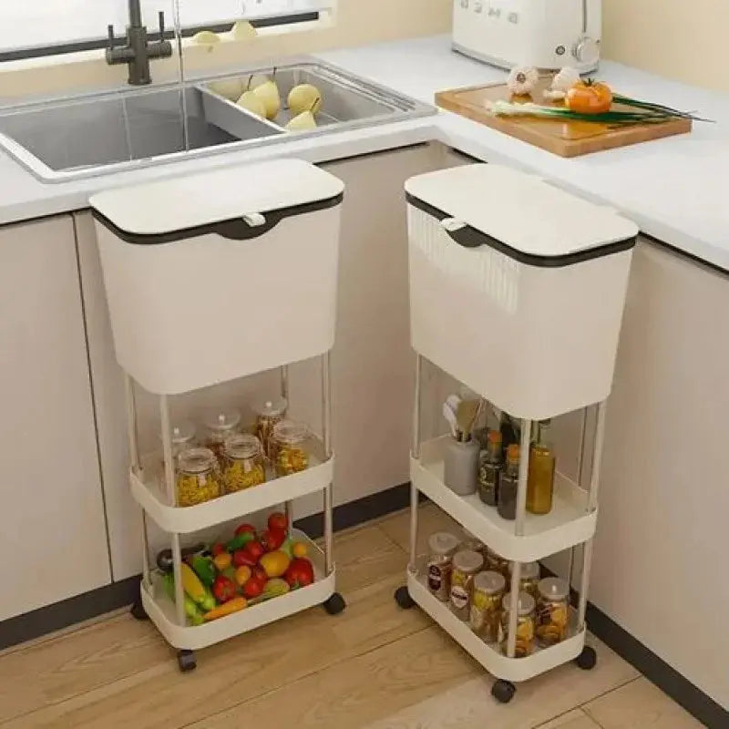 3-Tier Kitchen Organizer Cart with Wheels Lid Storage Rack Scrollcart Qatar 