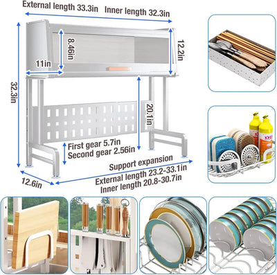 3-Tier Over Sink Dish Drying Rack with Cover in White for Kitchen Organization in Doha Qatar