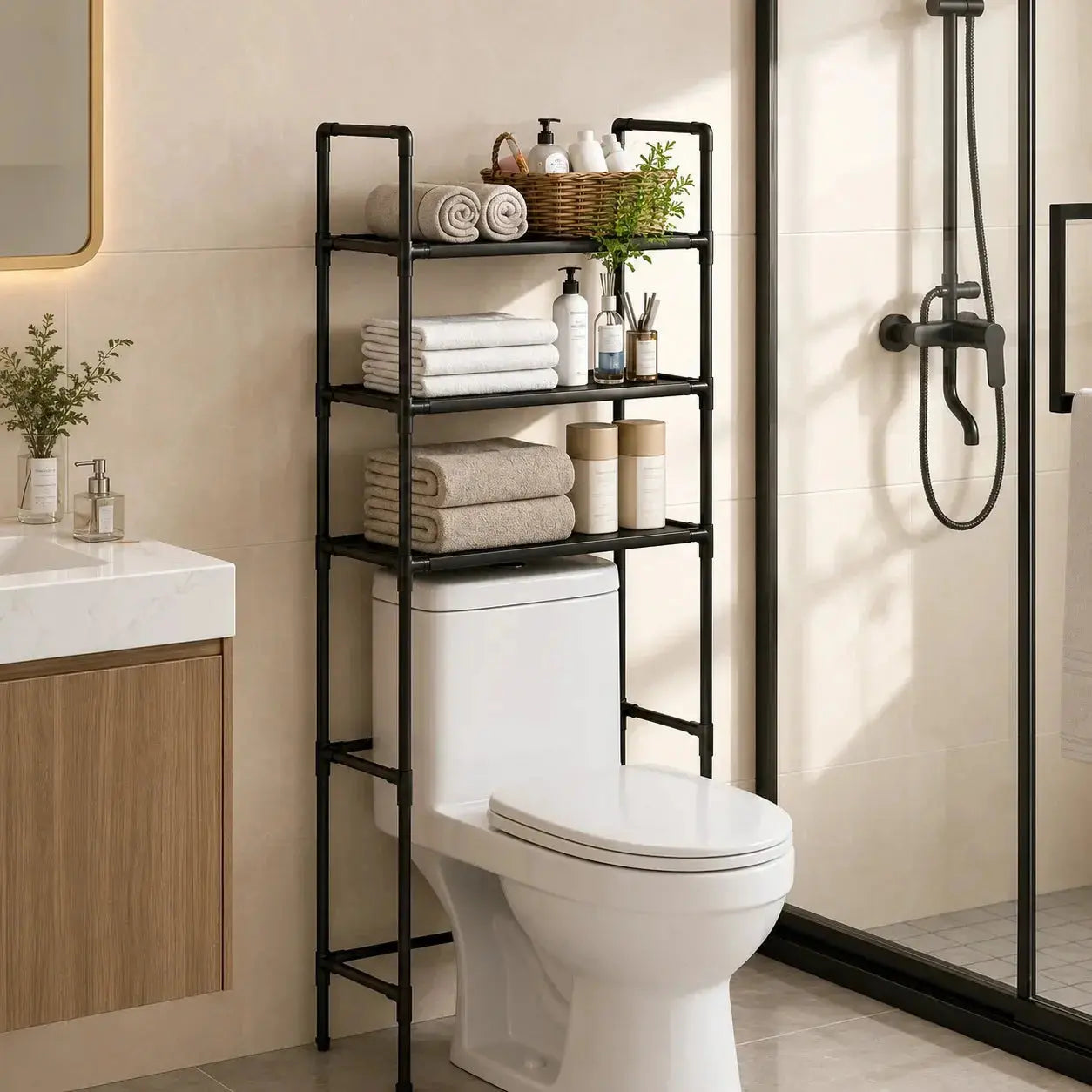 3-Tier Over Toilet Bathroom Storage Rack- Scrollcart Qatar