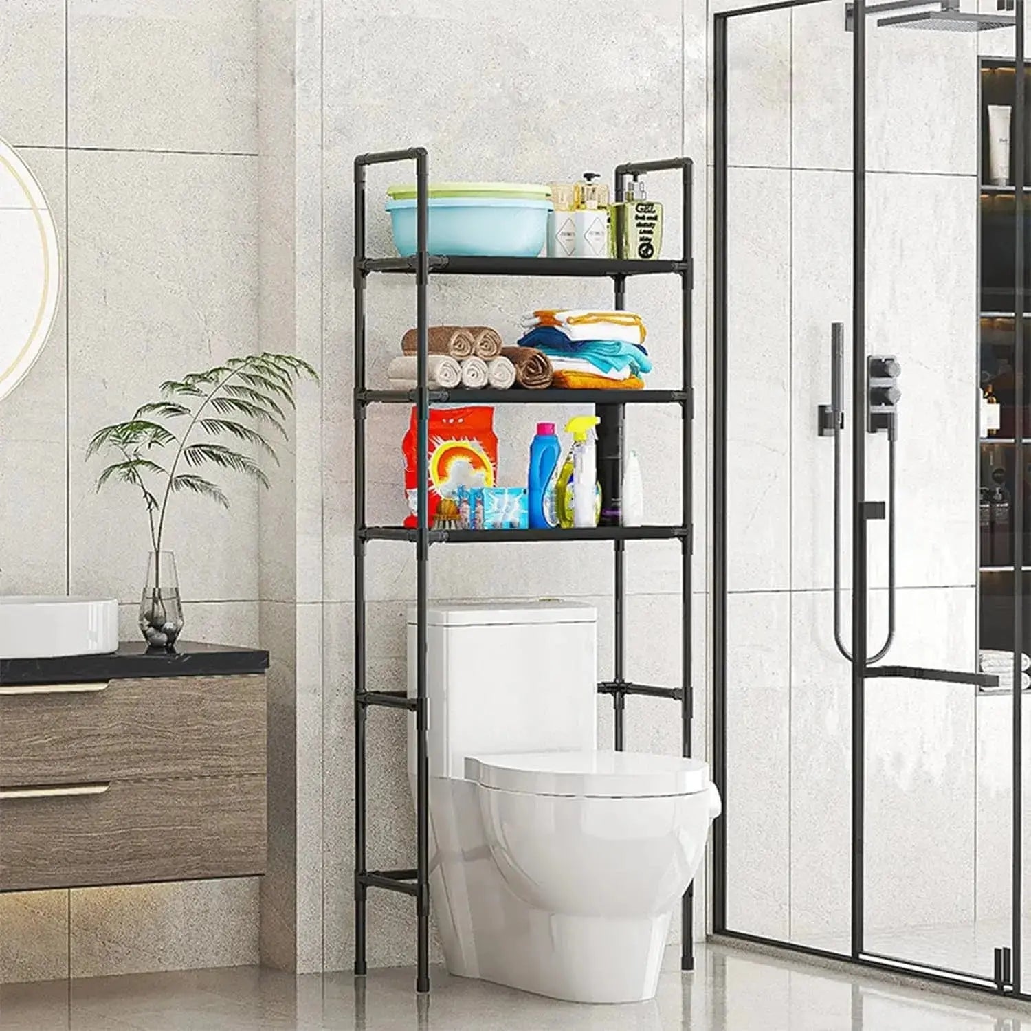 3-Tier Over Toilet Bathroom Storage Rack- Scrollcart Qatar
