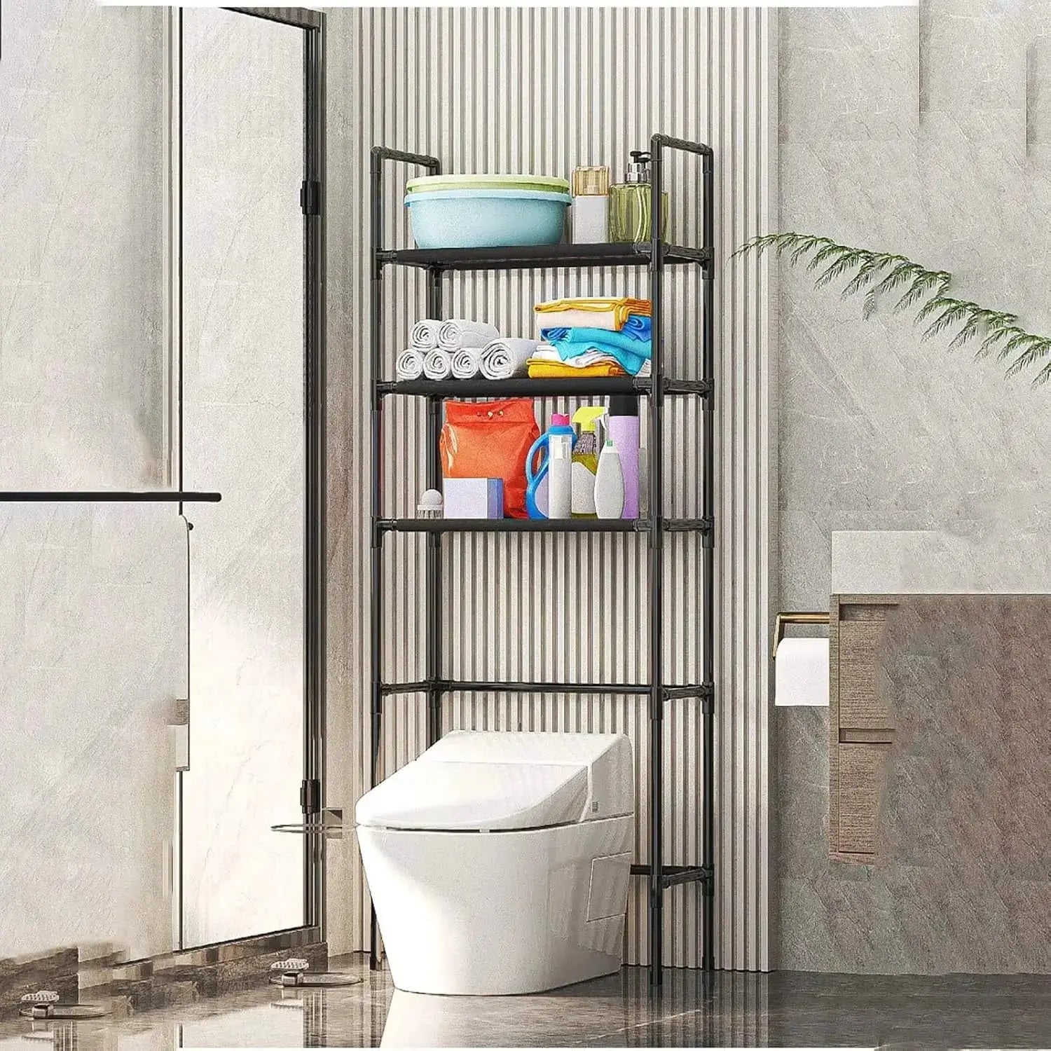 3-Tier Over Toilet Bathroom Storage Rack- Scrollcart Qatar
