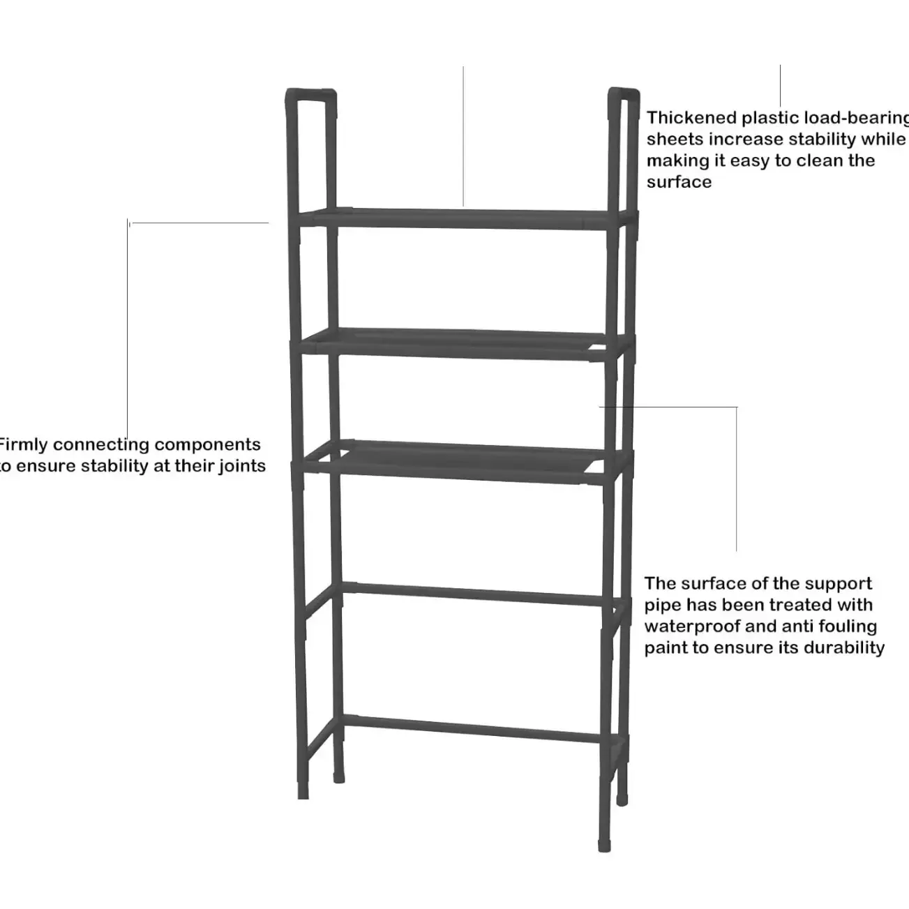 3-Tier Over Toilet Bathroom Storage Rack- Scrollcart Qatar