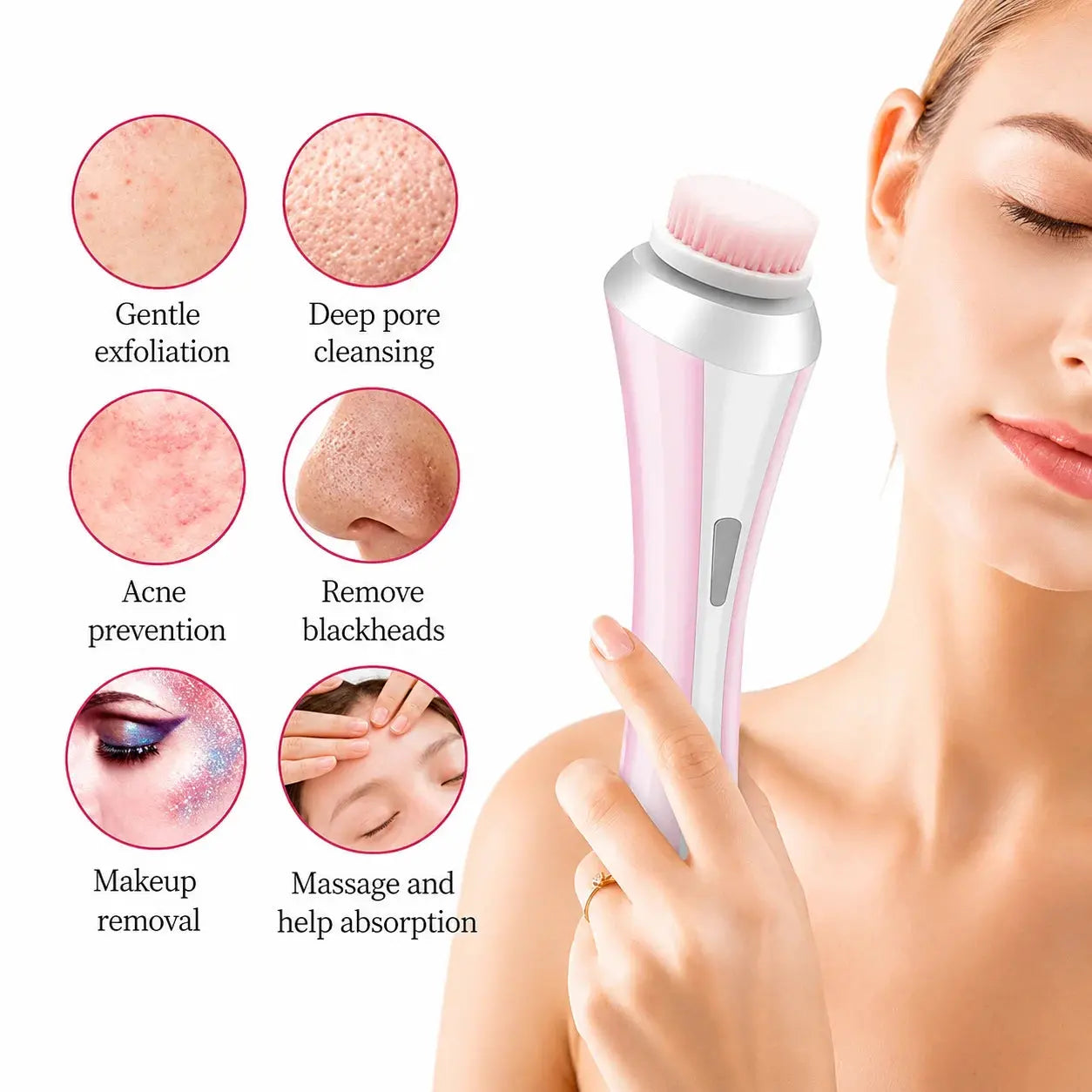 3-in-1 Electric Face Cleansing Brush- Scrollcart Qatar
