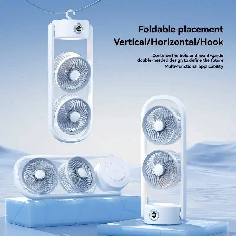 3-in-1 Foldable Dual Head Spray Fan | Portable Air Cooler