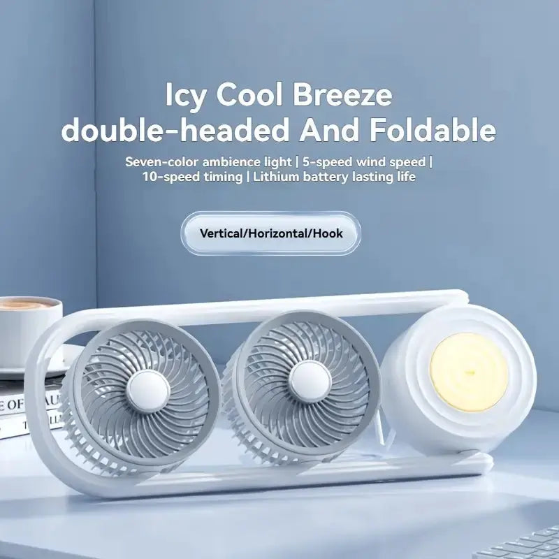 3-in-1 Foldable Dual Head Spray Fan | Portable Air Cooler 