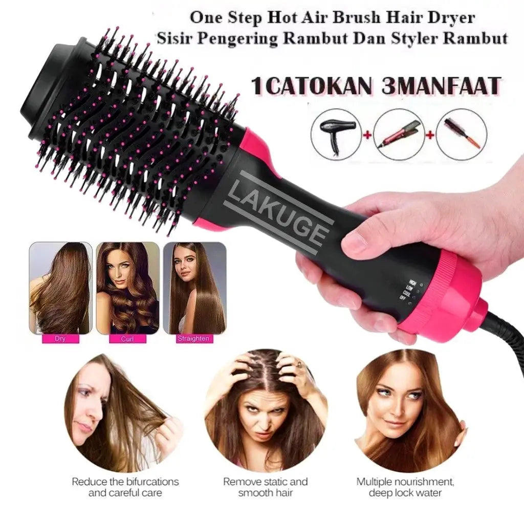 3-in-1 Hair Dryer Volumizer Brush – Blow Dryer, Curler & Styler doha qatar