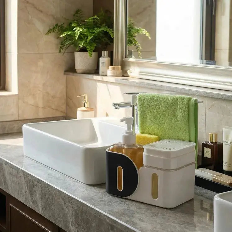 3-in-1 Kitchen Sink Organizer with Soap Dispensers Scrollcart Qatar 