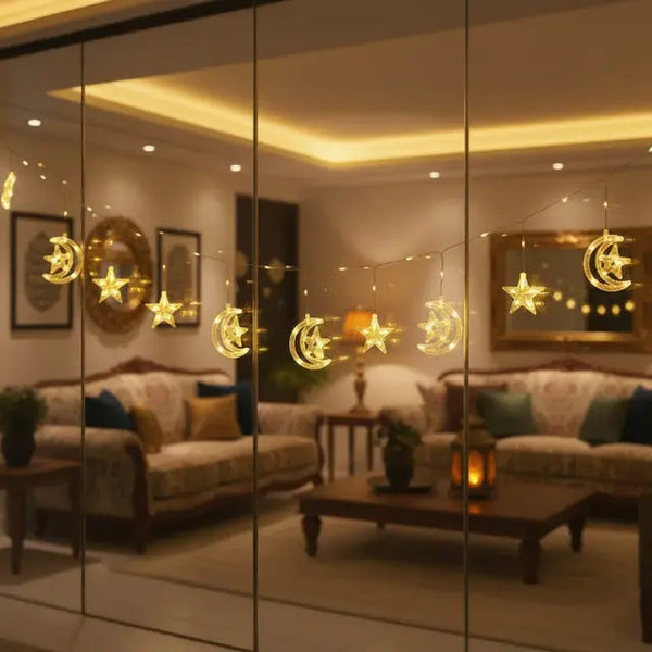 3.5M LED Star and Moon String Lights-Ramadan and Eid Decor Light Scrollcart Qatar 
