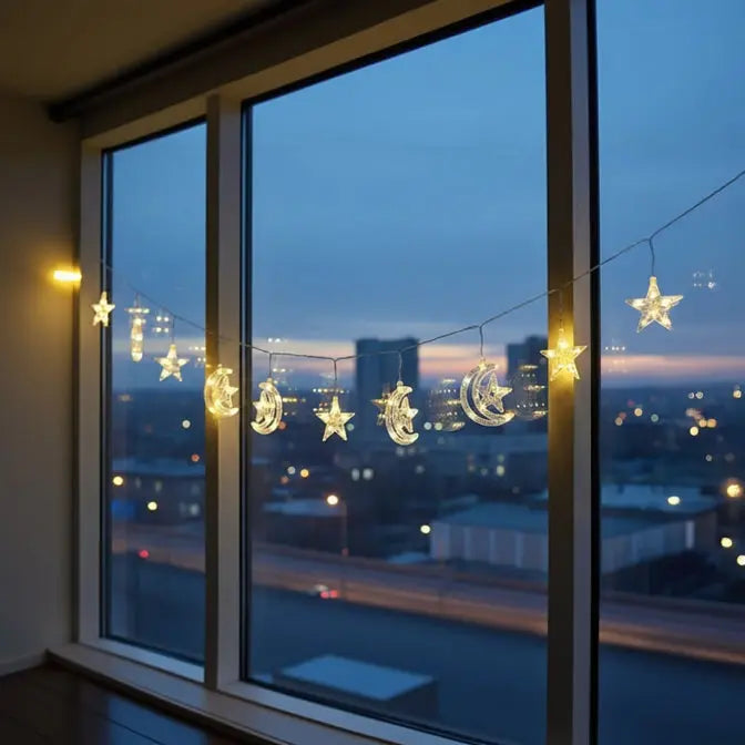 3.5M LED Star and Moon String Lights-Ramadan and Eid Decor Light Scrollcart Qatar 