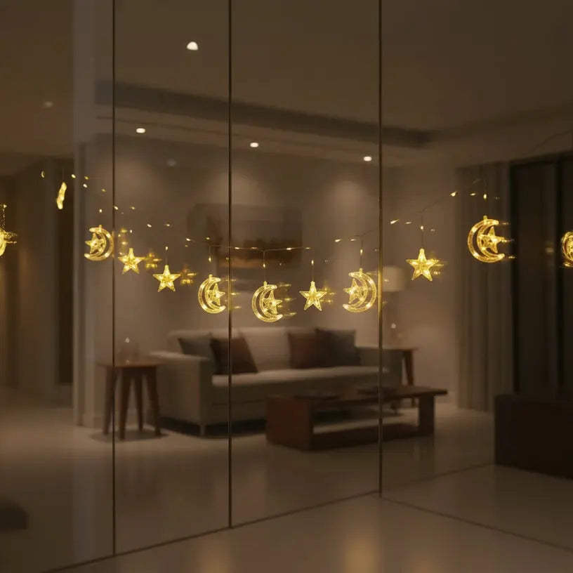 3.5M LED Star and Moon String Lights-Ramadan and Eid Decor Light Scrollcart Qatar 