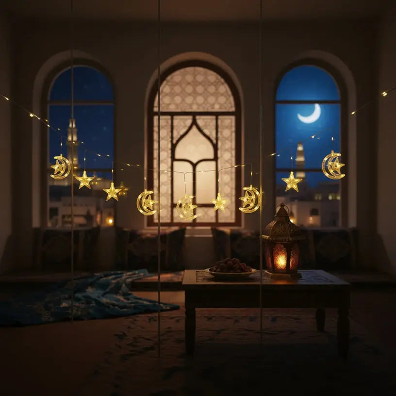 3.5M LED Star and Moon String Lights-Ramadan and Eid Decor Light Scrollcart Qatar 