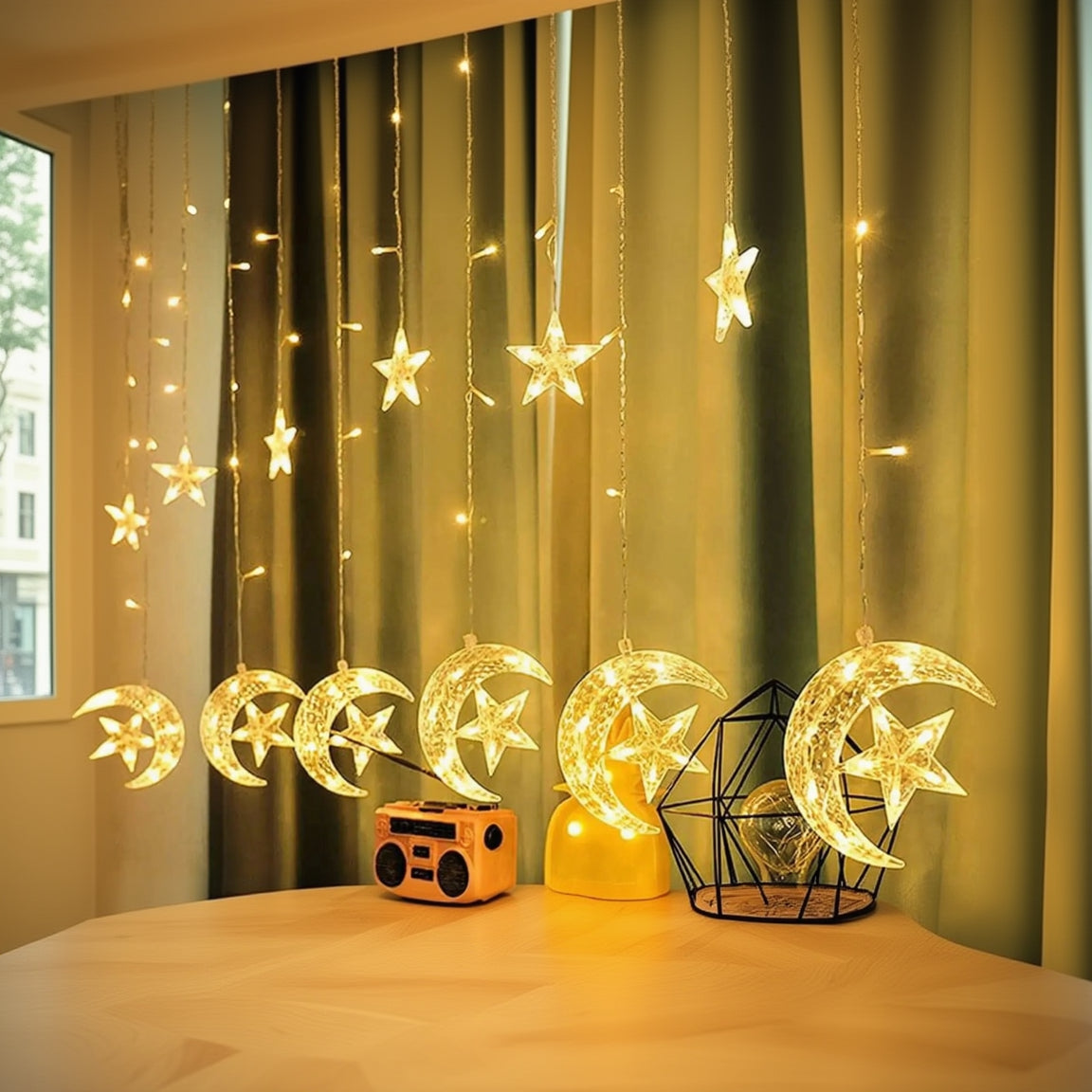 3.5M LED Star Moon String Lights - Ramadan Decor Qatar