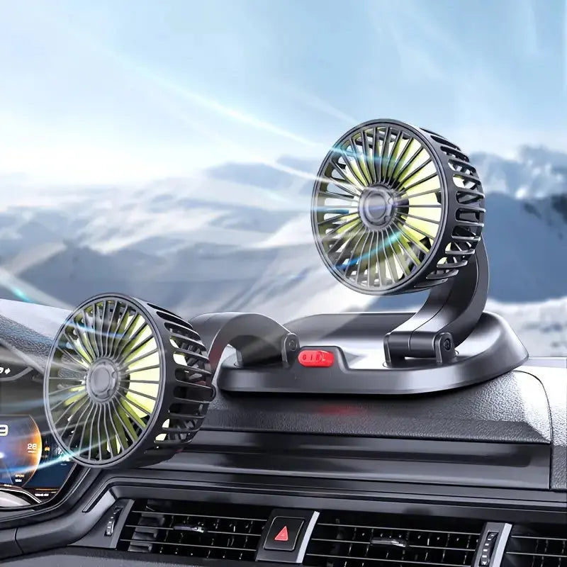 10W USB Dual Head Car Cooling Fan - 360° Rotatable Scrollcart Qatar 
