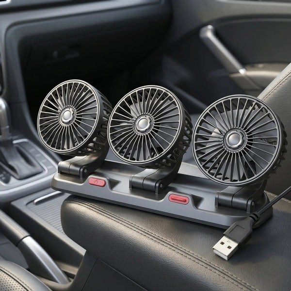 360° Rotating 3-Head Electric Car Cooling Fan (USB) Scrollcart Qatar 