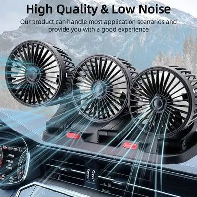 360° Rotating 3-Head Electric Car Cooling Fan (USB) Scrollcart Qatar 