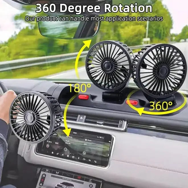 360° Rotating 3-Head Electric Car Cooling Fan (USB) Scrollcart Qatar 