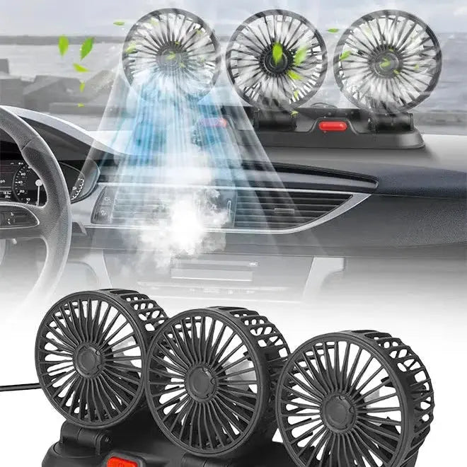 360° Rotating 3-Head Electric Car Cooling Fan (USB) Scrollcart Qatar 