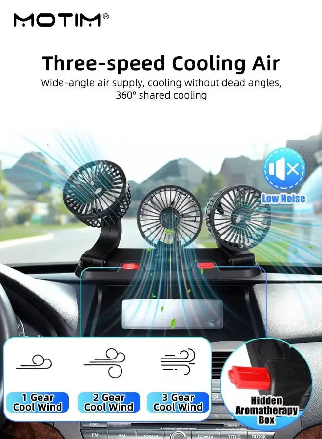 360° Rotating 3-Head Electric Car Cooling Fan (USB) Scrollcart Qatar 