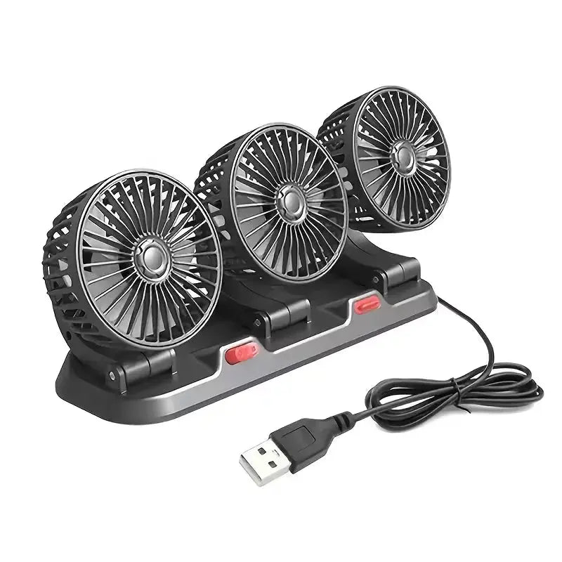 360° Rotating 3-Head Electric Car Cooling Fan (USB) Scrollcart Qatar 