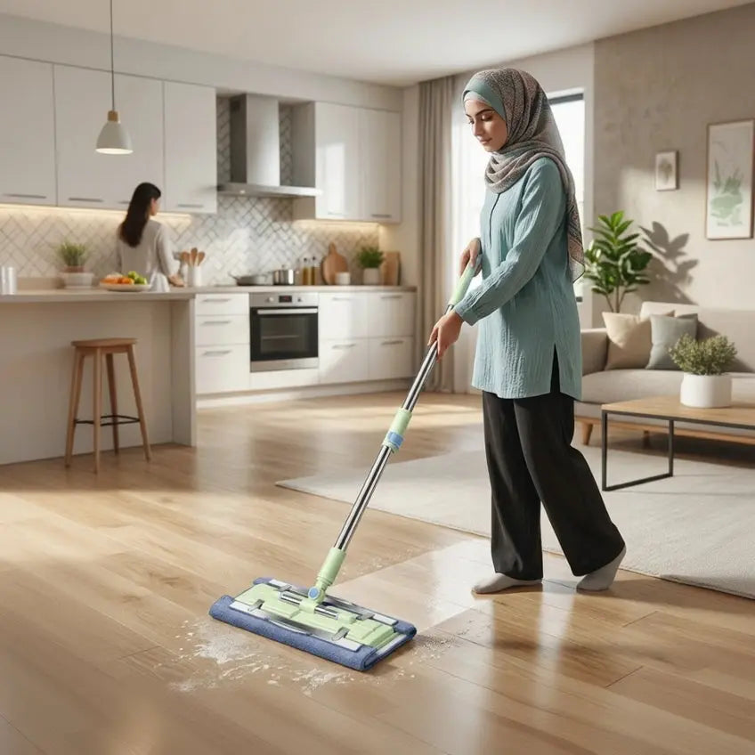 360° Telescopic Flat Mop – Microfiber Floor Cleaning Mop Scrollcart Qatar 