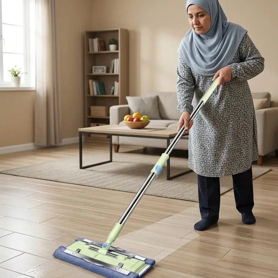 360° Telescopic Flat Mop – Microfiber Floor Cleaning Mop Scrollcart Qatar 