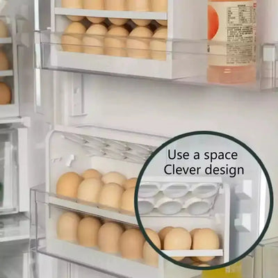 30 Eggs White Space Saving - Egg Rack for Refrigerator - Scrollcart Qatar