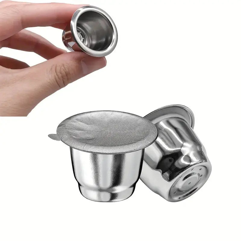 Stainless Steel Reusable Nespresso Coffee Capsule with Aluminum Foil Caps temu