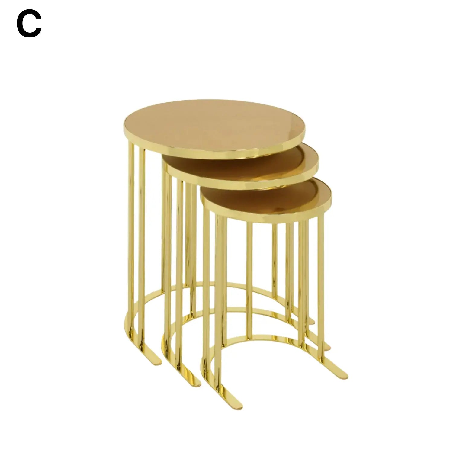 3 Set Round Shape Coffee Table - Golden