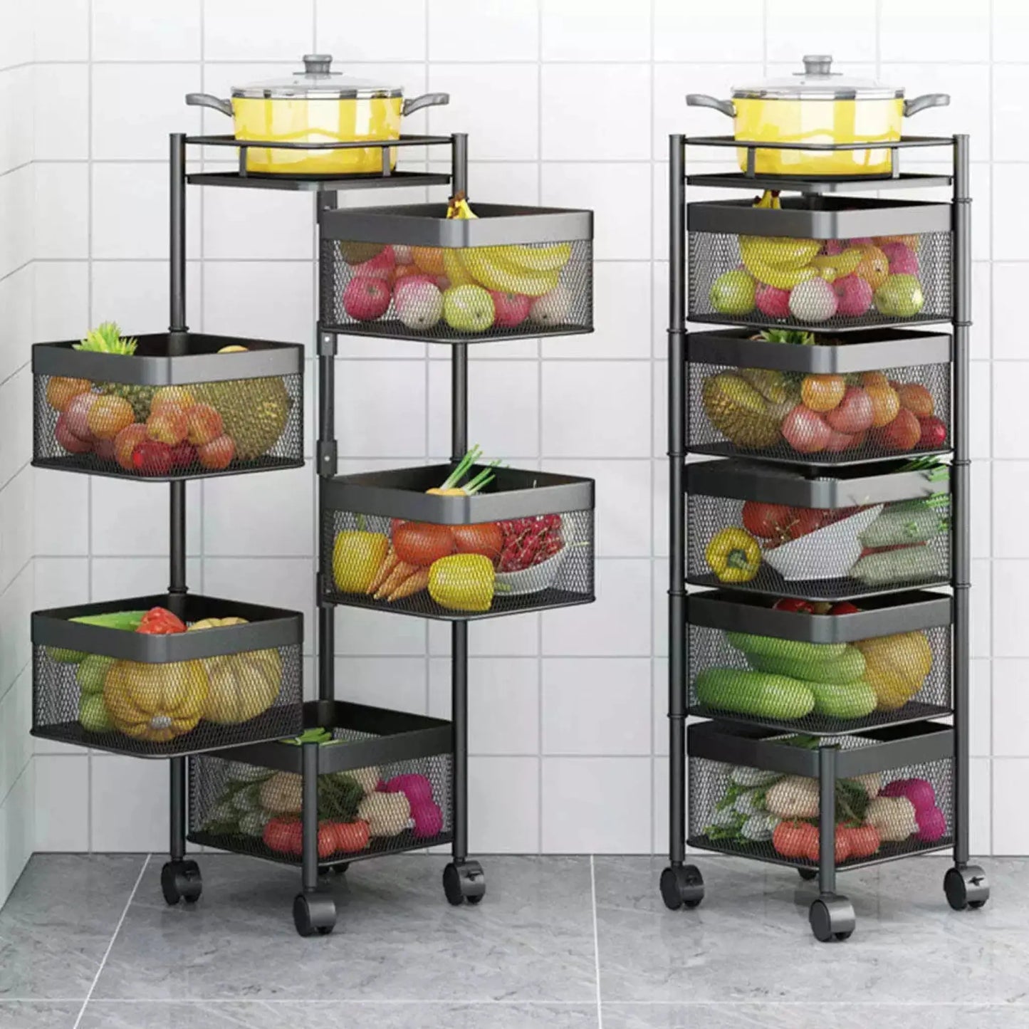 5 Tier Multi-Purpose Rotating Kitchen Organizer Storage Rack Scrollcart Qatar 