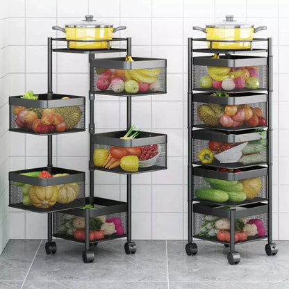 5 Tier Multi-Purpose Rotating Kitchen Organizer Storage Rack Scrollcart Qatar 