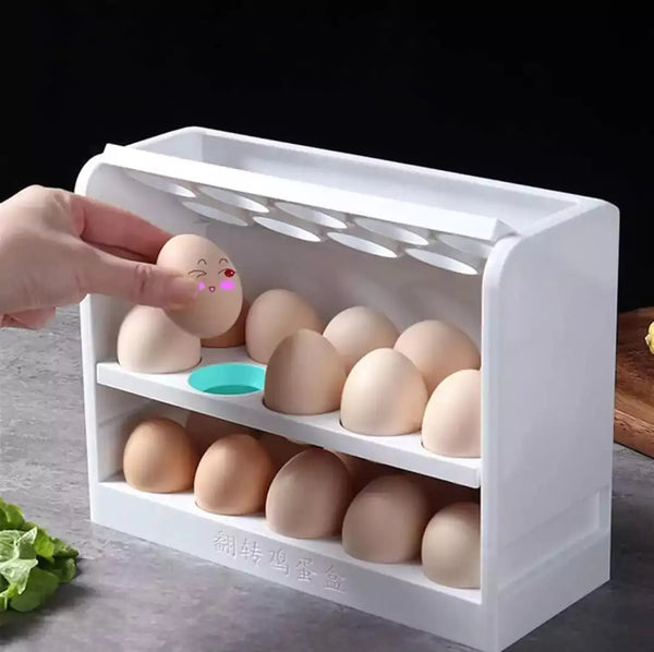 30 Eggs White Space Saving - Egg Rack for Refrigerator - Scrollcart Qatar