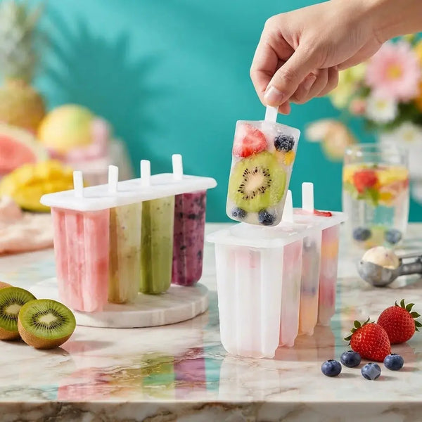 4-Grid Popsicle Molds with Lid – Homemade Ice Cream & Ice Pop Maker Scrollcart Qatar 