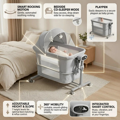 4-In-1 Multifunctional Bedside Baby Bassinet & Smart Newborn Crib Scrollcart Qatar 
