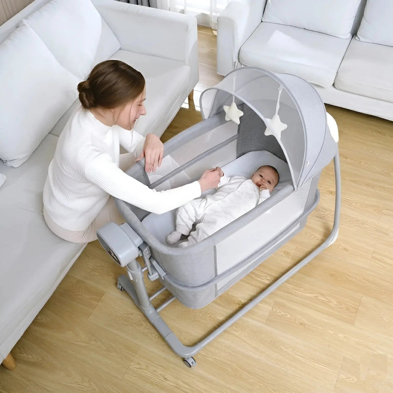 4-In-1 Multifunctional Bedside Baby Bassinet & Smart Newborn Crib Scrollcart Qatar 
