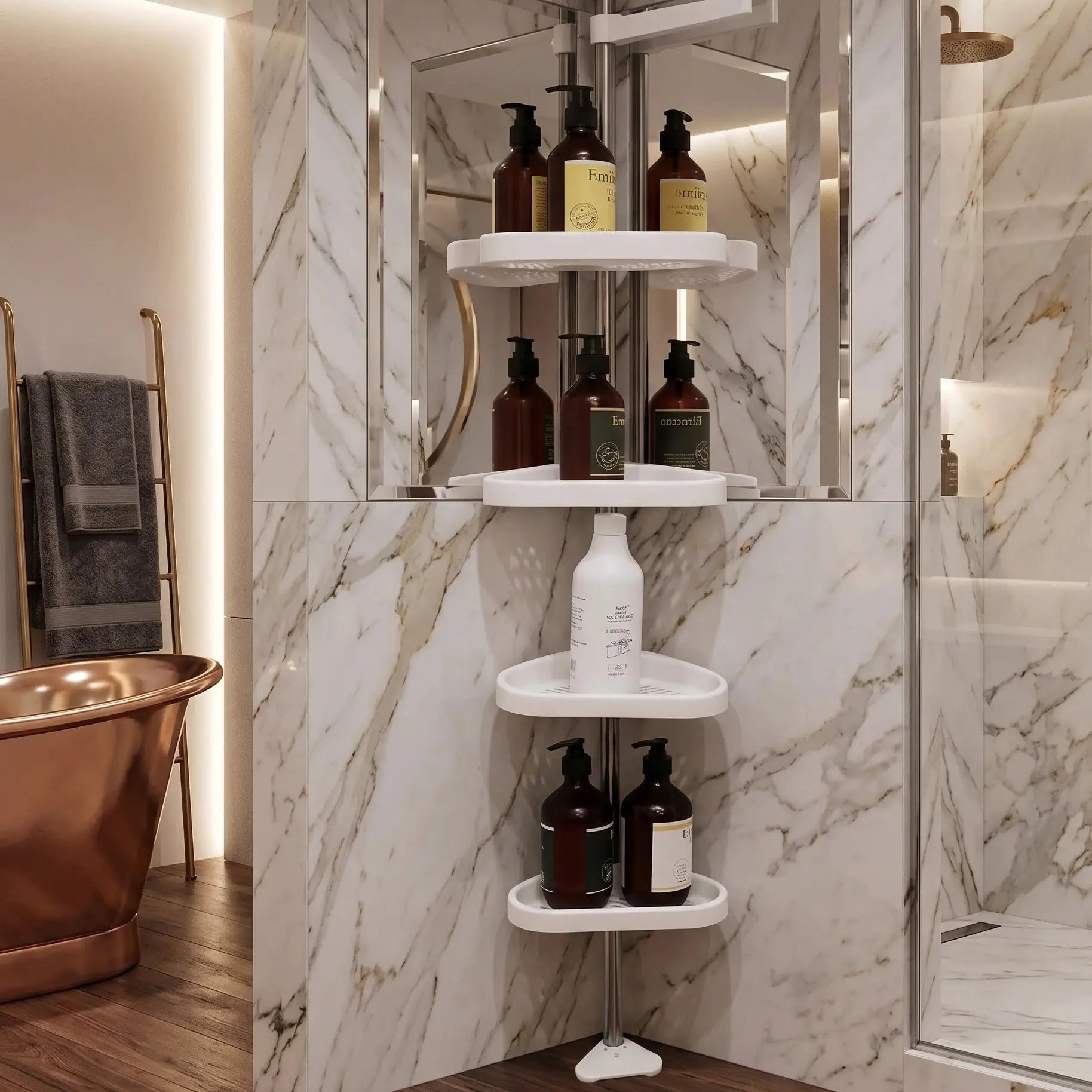 4 Tier Adjustable Corner Shelf Organizer Telescopic Shower Rack Scrollcart Qatar 