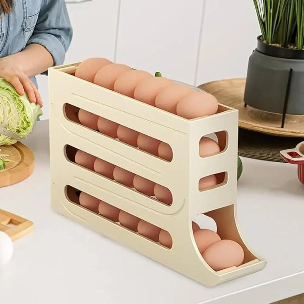 4-Tier Gravity Rolling Egg Dispenser -30-Egg Capacity Scrollcart Qatar 
